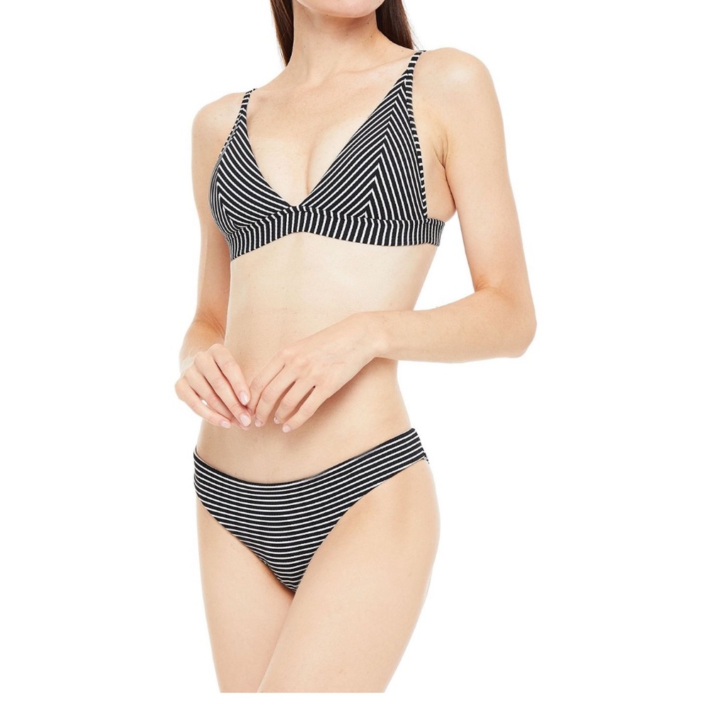 Seafolly bikini Black go Overboard striped ribbed bikini set